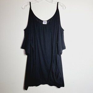 Always for Me Black Swim Cover Top Plus Size‎ 3X Front Pockets Cold Shoulder